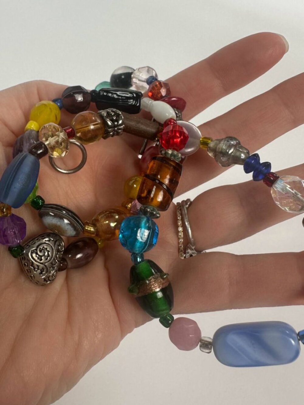 Handmade Colorful Beaded Necklace | Eclectic Artisan Glass Beads - Picture 4 of 9